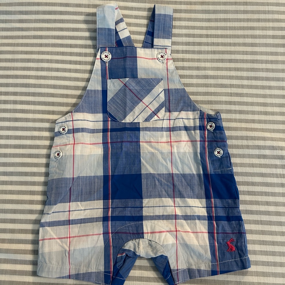 Joules Boys Summer Plaid Overalls